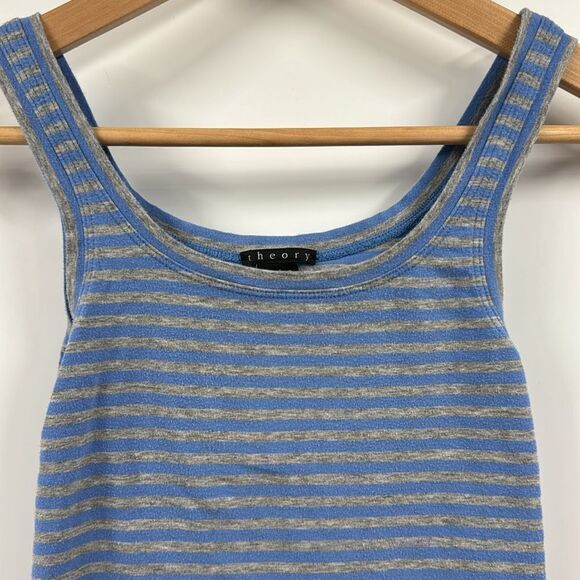 Theory Staple Striped Blue and Gray Tank Top Petite Small - Picture 3 of 6